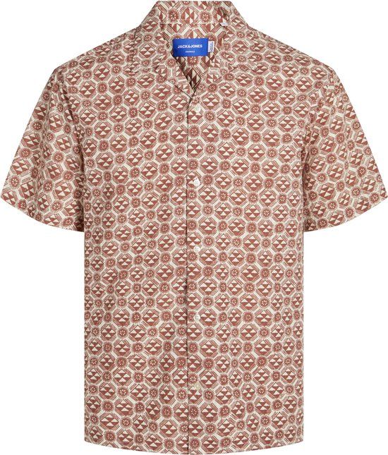 JACK & JONES JORLUKE SEERSUCKER RESORT SHIRT SS - Men's Shirt - Size S - Maple Syrup