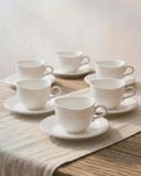 OZ Home Bavary Collection Pearl Espressokopjes - 12-delig - 100 ml - Porselein - Met Schotels - Koffiekopjes