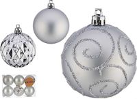 Krist+ gedecoreerde kerstballen - 6x stuks - zilver - kunststof - 6 cm