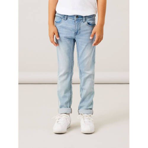 NAME IT KIDS slim fit jeans NKMTHEO light blue bleached denim