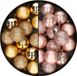 Merkloos / Sans marque Kaemingk B.V. 28x stuks kleine kunststof kerstballen zachtroze en goud 3 cm