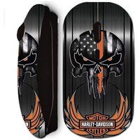 Harley Davidson Zwarte Draadloze Muis Doodskop Grijze Achtergrond