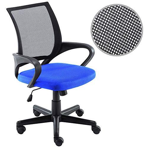 BAKAJI Fauteuil, bureaustoel, bureaustoel van ademende netstof, 360 graden draaibaar, in hoogte verstelbaar (blauw en zwart)