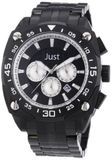 Just Watches herenhorloge XL analoog kwarts roestvrij staal 48-STG2373BK-SL, zwart, Riemen.