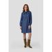 Anytime Dark Blue Denim Midi Dress with Tie Collar