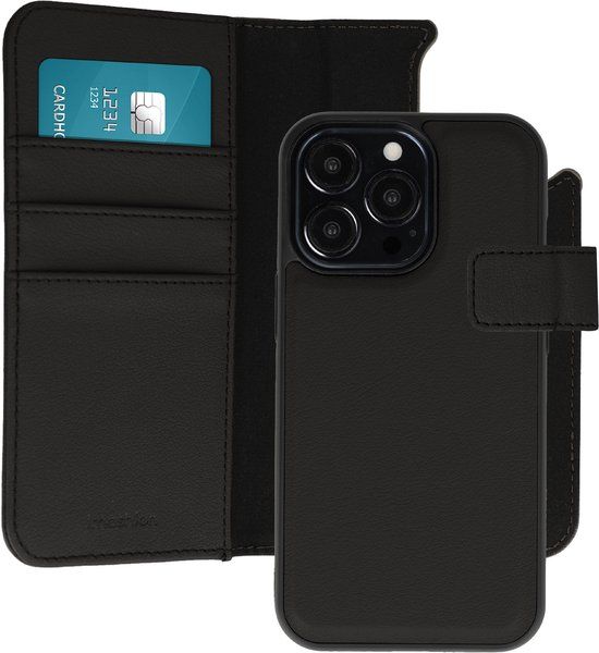 imoshion Hoesje - Geschikt voor Apple iPhone 13 Pro - Uitneembare 2-in-1 Luxe Bookcase - Zwart