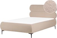 Beliani LESSAY - Tweepersoonsbed - Taupe - 120 x 200 cm - Bouclé