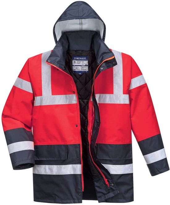 Portwest S466 Traffic Jas Rood/Marineblauw XXL