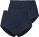 Ulla Popken - Dames - Midislips set van 2 pinstripes hoge pasvorm - Nachtblauw - Maat 46+