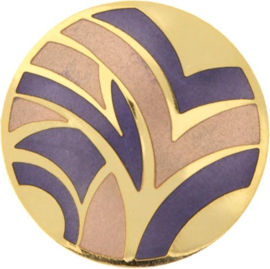 Behave® Broche dames vintage rond paars emaille - Paars - Emaille - 4 cm