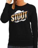 Bellatio Decorations Foute Stout sweater in 3D effect zwart voor dames L