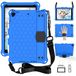 GrimClub Hoes voor iPad 9/8/7 (10,2 inch) Eva Shock proof Light Weight Professional Kids Case met Pencil Holder, Stands, Handriem Schouderband, Blauw