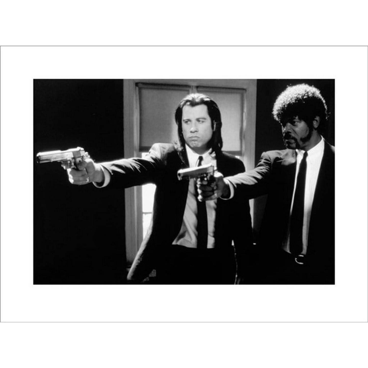 Pyramid pulp fiction black and white guns kunstdruk 80x60cm