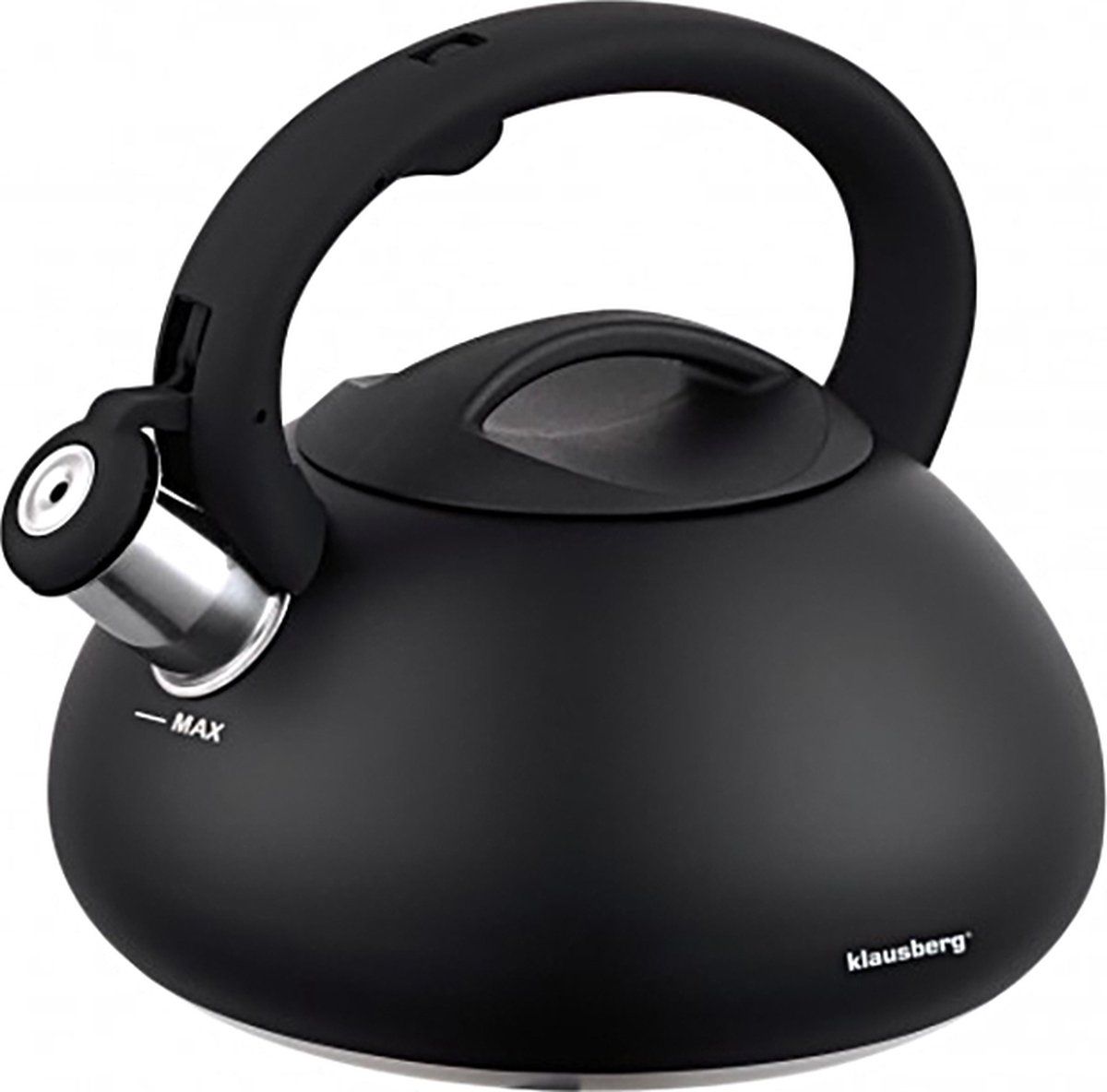 KLAUSBERG Fluitketel Mat Zwart Waterkoker 2.7 L ‘’Carbon‘’ RVS
