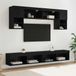 Maison Exclusive - Meuble TV mural avec éclairage LED, 6 pièces, aspect chêne noir
