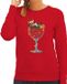 Bellatio Decorations Foute Kersttrui/sweater voor dames - cocktailglas met Rudolf - rood - kerstcadeau XS