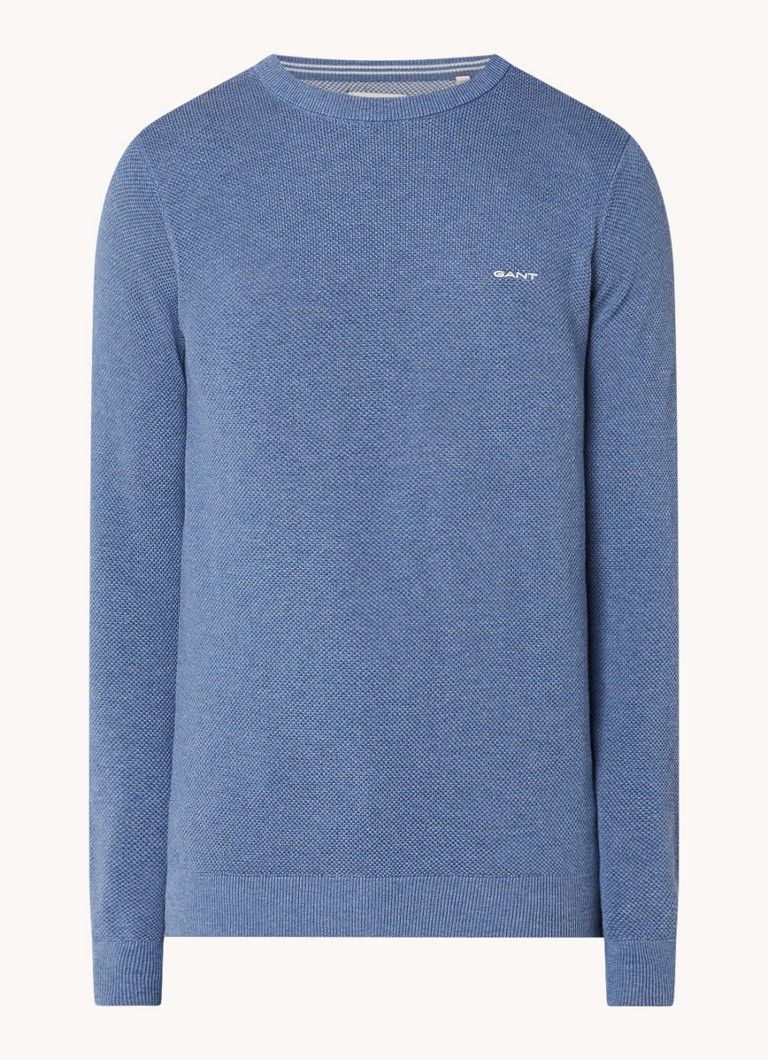 Gant Fijngebreide pullover van piqué katoen met logoborduring