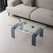 MODENUIT Table basse - Verre trempé à deux niveaux avec pieds en verre gris - 100x55x45 cm