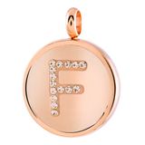 Lucardi Dames Gerecycled just.d stalen hanger roseplated letter kristal