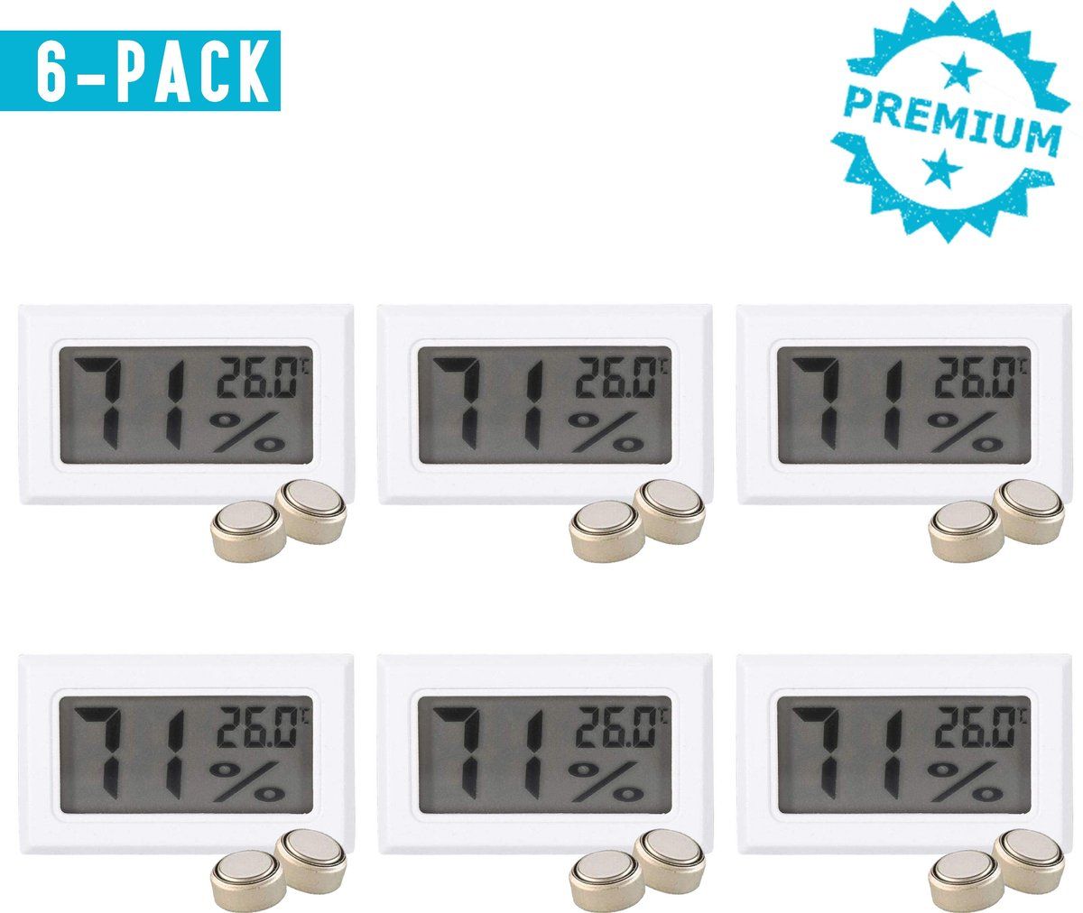 Qitch & Quisine Hygro - Vochtmeter - Hygrometer - Set van 6