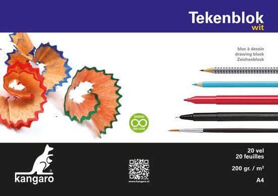 Kangaro Tekenblok - 210x297mm - 200 grams - 20 vel - Wit