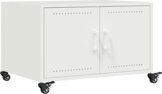 vidaXL Salontafel 68x50x43,5 cm staal wit