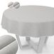 Lurex Tafelzeil, afwasbaar tafellaken van Teflon gecoat, onderhoudsvriendelijk, lotuseffect, vuil- en waterafstotend, NATA-bladeren, rond, 140 cm, met zoom (omzoomd), zilver