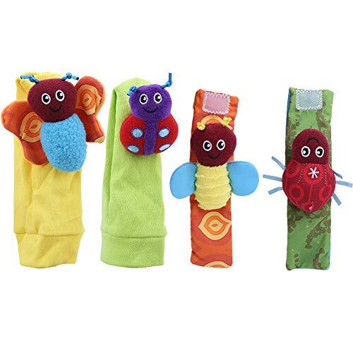 Asixxsix Baby rammelaar sokken, veilige gezonde polsband tafelbel, charmante stem handig voor thuis cadeau(Set of socks wrist)