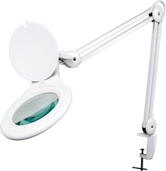 Velleman LED Loupe Lamp with Clamp, Swivel Arm, On/Off Switch, 48 LEDs, 2.25x Magnification, White