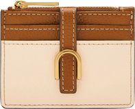 FOSSIL Vada Zip Card Case Bone / Brown Leer