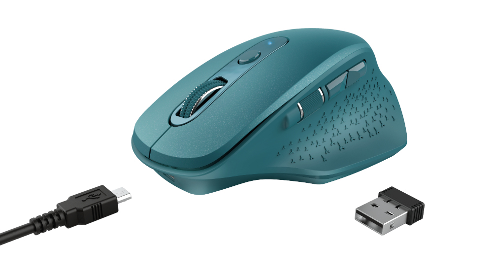 Trust   Ozaa - Draadloze muis met USB-dongle - Oplaadbaar - Blauw/ groen