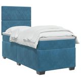 vidaXL Boxspringbed met matras Blauw 100 x 200 cm Fluweel
