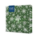 PAW Servetten 33 x 33 cm, 20 stuks - Kerstsneeuwvlokken Groen