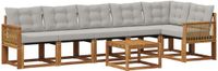 vidaXL - Bank loungeset - 6 zitplekken - Acacia hout - Naturel en lichtgrijs