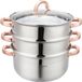 Klausberg 7735 Stoompan - 4-delig - RVS - 24 cm - 5 Liter - Goudkleurig