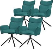 ML-design Eetkamerstoel set van 4 draaibaar petrol stof metaal 49 cm