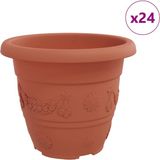 vidaXL Ronde Bloempot Baksteenrood Kunststof 24 stuks Ø 22 x 18 cm