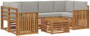 vidaXL - Salon de jardin en acacia - 7 pièces - Naturel et gris clair