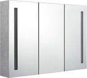 vidaXL Badkamerkast met spiegel en LED 89x14x62 cm betongrijs