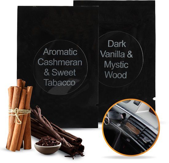 R2B Autoparfum Navulling - Kasjmier & Tabak - Vanille & Hout - 2 stuks