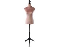 Merkloos Relaxdays Paspop Dames Verstelbaar 130-167 cm Oudroze/Zwart Houten Voet