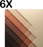 BWK Collections Placemat Set - Beige & Brown Square Design - 6 Pack - 40x40cm - Polyester