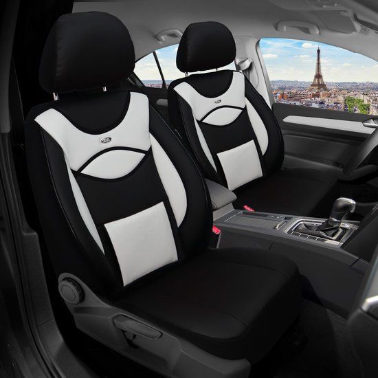 Bremer Sitzbezüge Autostoelhoezenset voor Opel Corsa Bj ab 2019 – Stoelhoezen voor bestuurder en passagier in Zwart/Wit