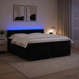 vidaXL Boxspringbed met matras en LED-verlichting, zwart, 200 x 200 cm, fluweel