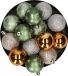 Atmosphera Feeric Christmas Kerstballen - 15x stuks - champagne/groen/oker - 5 cm - kunststof