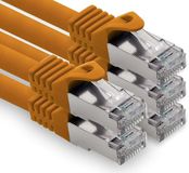 Freiwerk 1,5 m - oranje - 5 stuks CAT.7 netwerkkabel LAN Ethernet patchkabel S-FTP LSZH PIMF 10GB s RJ45 connector Cat6a