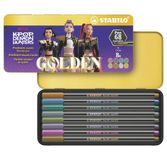 STABILO Pen 68 metallic KPop Demon Hunters | Premium metallic viltstift – Metalen doos met 8 stuks – Met speciaal 'gouden' design