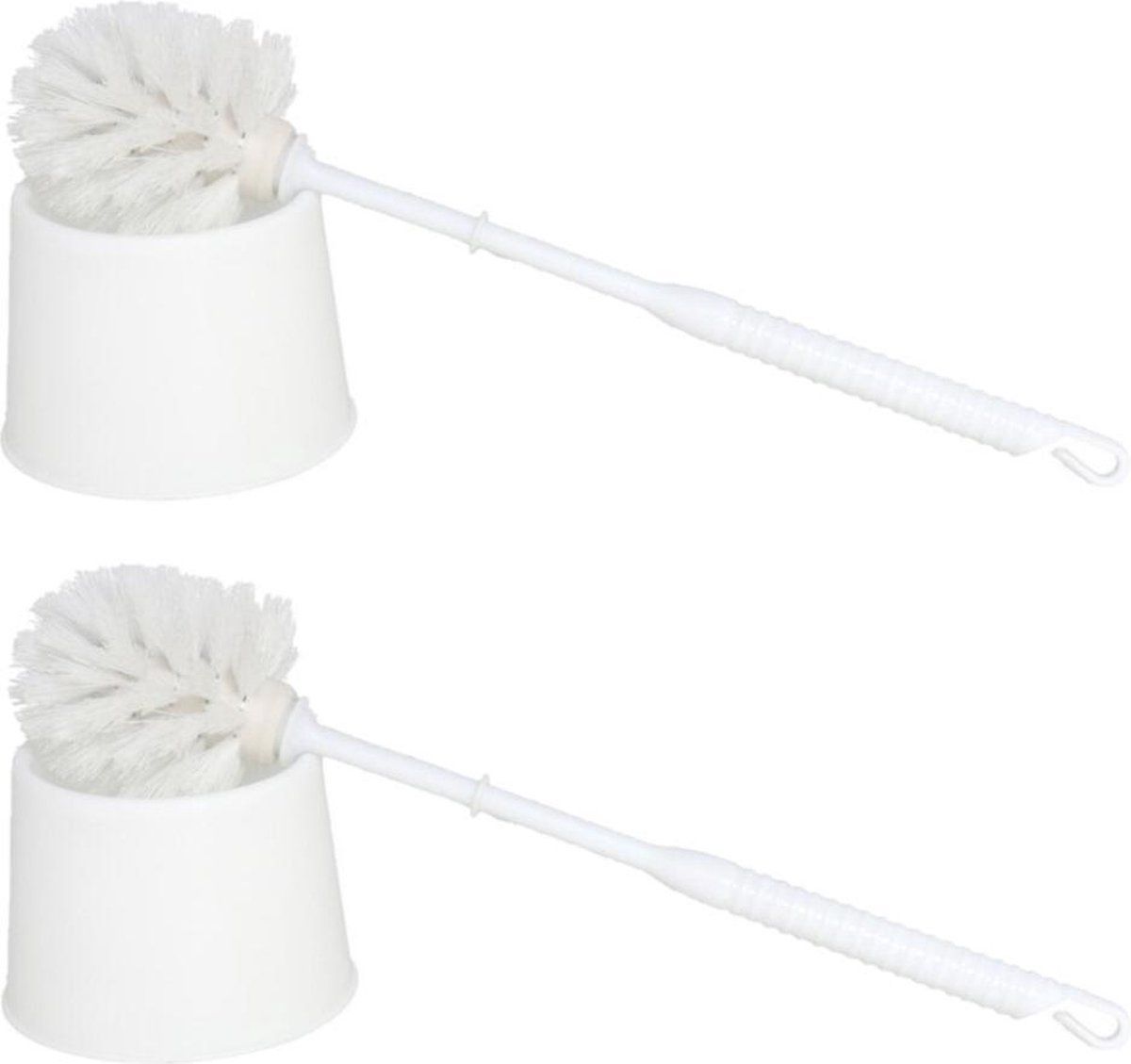 Gerim 2x wc/toiletborstels en houders wit 33 cm - Kunststof