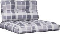 vidaXL Palletkussens 2 stuks ruitpatroon stof grijs