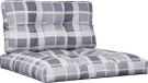 vidaXL Palletkussens 2 stuks ruitpatroon stof grijs